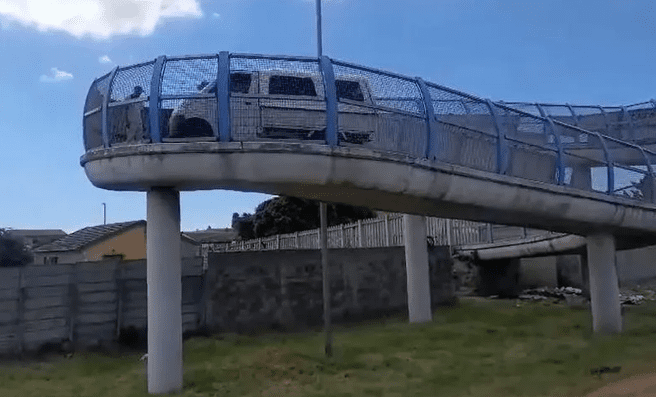 Bakkie Attempts to Traverse Pedestrian Bridge in Cape Town